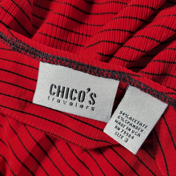 Womans Chicos Red/Black Stripped Tank Top Size 3 - Picture 4 of 5